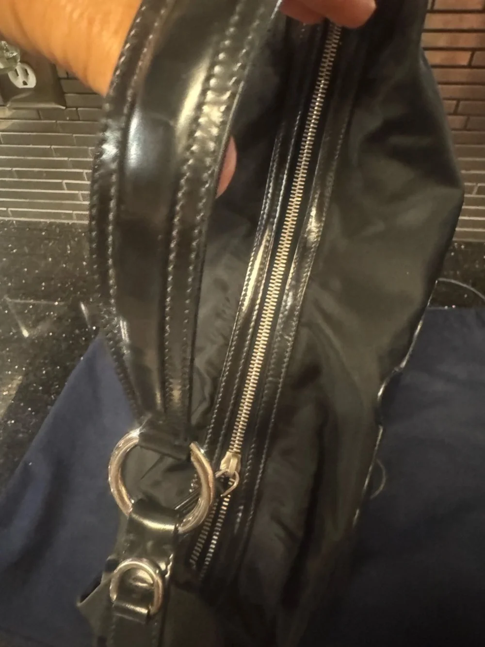 Prada Black Nylon Tote with Leather Logo Plaque - Picture 6 of 13